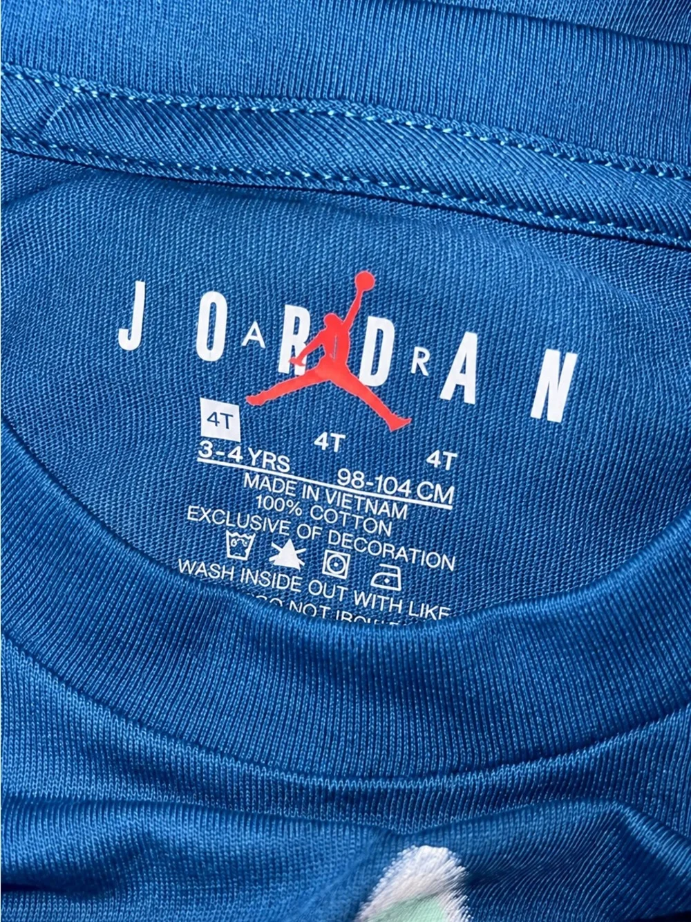 Jordan Boys' Bright Blue Short Sleeve Tee with Multicolor Wave Logo